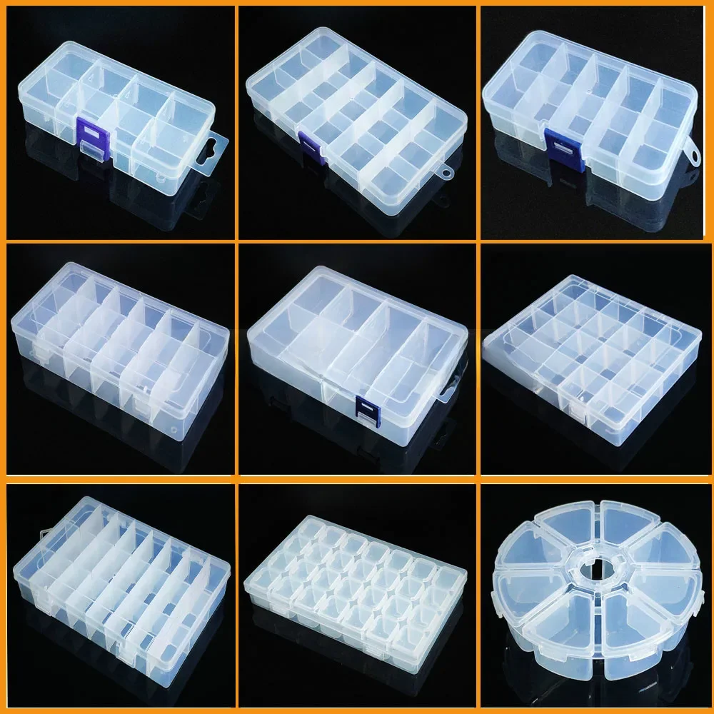Caixa De Plástico Transparente Parafuso Compartimento Caixa De Jóias Brinco Display Case Recipiente