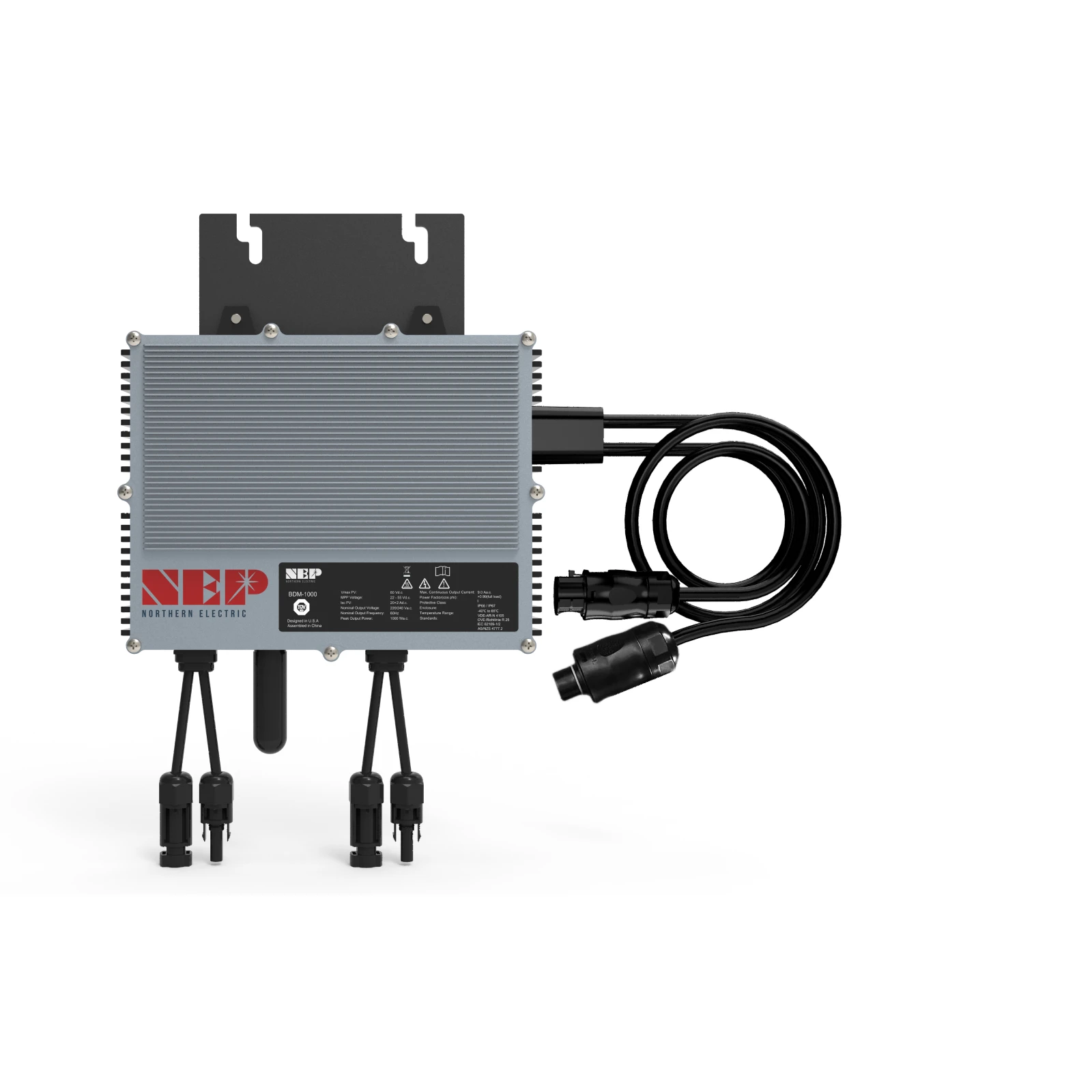 NEP micro-omvormer BDM-1000 1000 W 2 MPPT's 99,5% efficiëntie IP67 waterdicht real-time monitoring 12 jaar garantie (kabel niet inbegrepen)