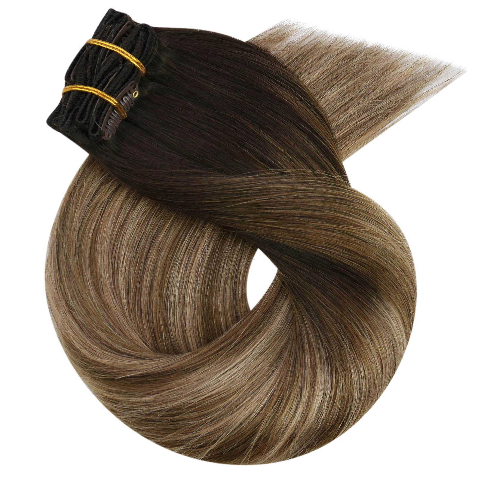 [Hot Koop] Moresoo Clip in Hair Extensions Echt Natuurlijk Haar Remy Straight Set 5 & 7 Stuks Braziliaanse Clip in Human Hair Extensions - afbeelding 2