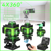 4D 12/16/8 Lines Laser Level 360° Self-leveling Machine Rechargeable Leveling Tool Vertical Horizontal Green Laser Levels