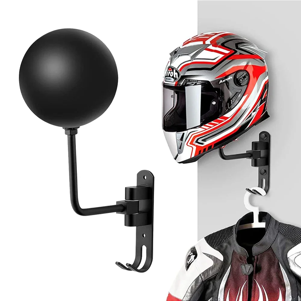 AliExpress Motorcycle Helmet Rack Wall Mount Stain Steel Helmet Holder 180 Rotation Helmet Hanger with Double Hook Bike Helmet Holder Tools