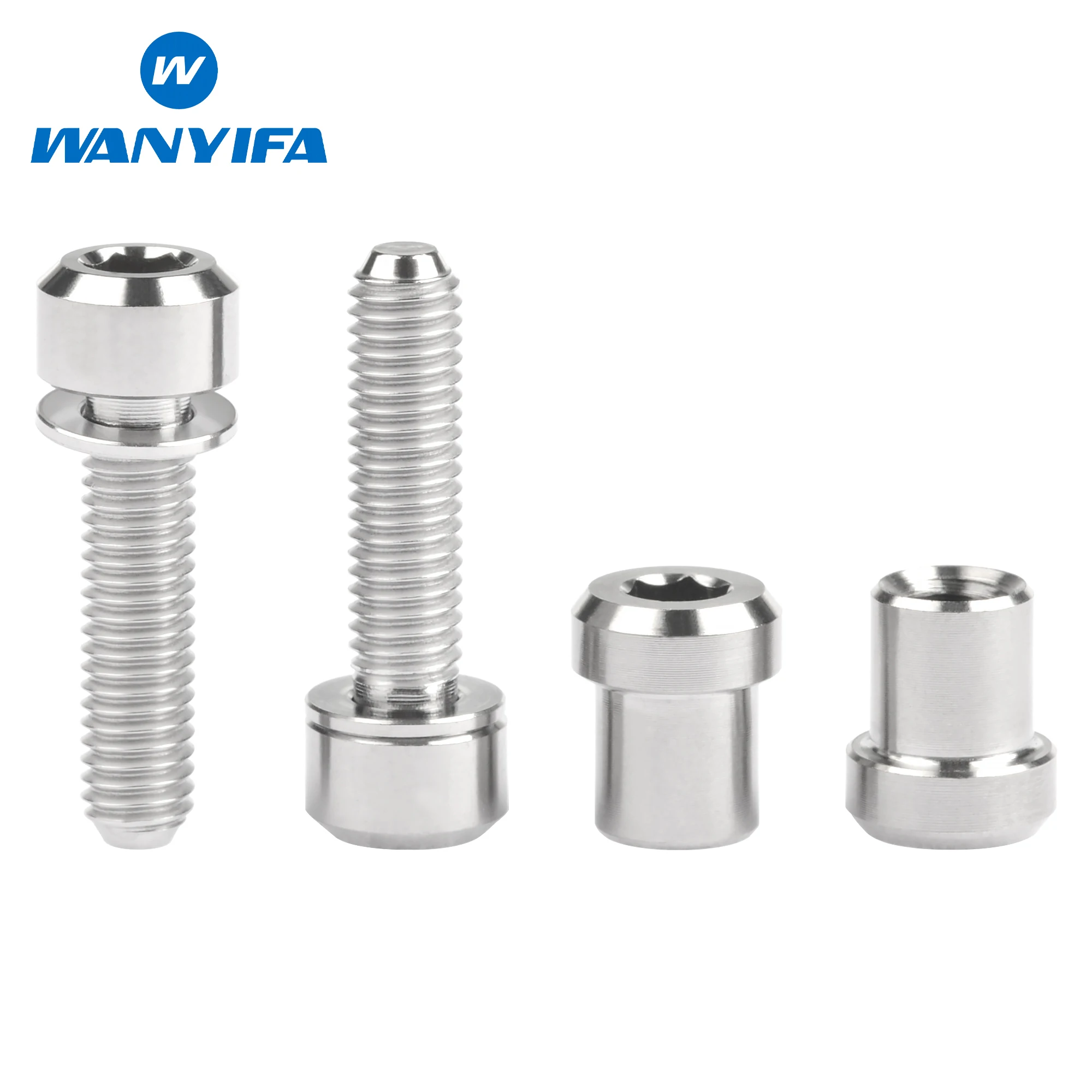 Wanyifa 2 Stuks Titanium Moeren + 2 Stuks M 5X16/18/20Mm Met Wasmachine Afgeronde Kolomkop Schroeven Voor 3T Steel Front Forking Lock