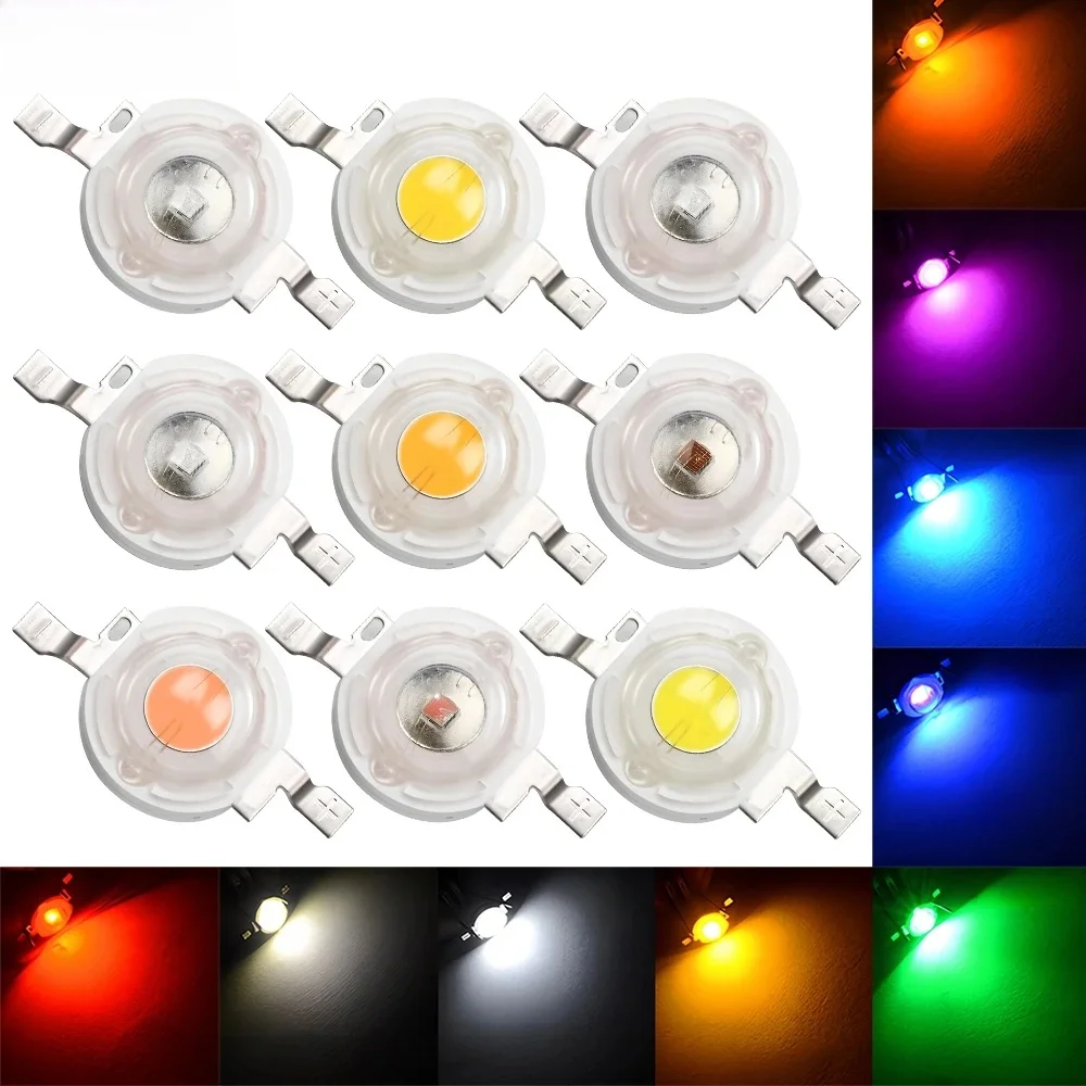 10Pcs 1W 3W High Power LED Chip Lamp Bulb 110-120LM Bead Line Emitter Diode White Red Green Blue Yellow DIY Led Light Decoration — zdjęcie 2