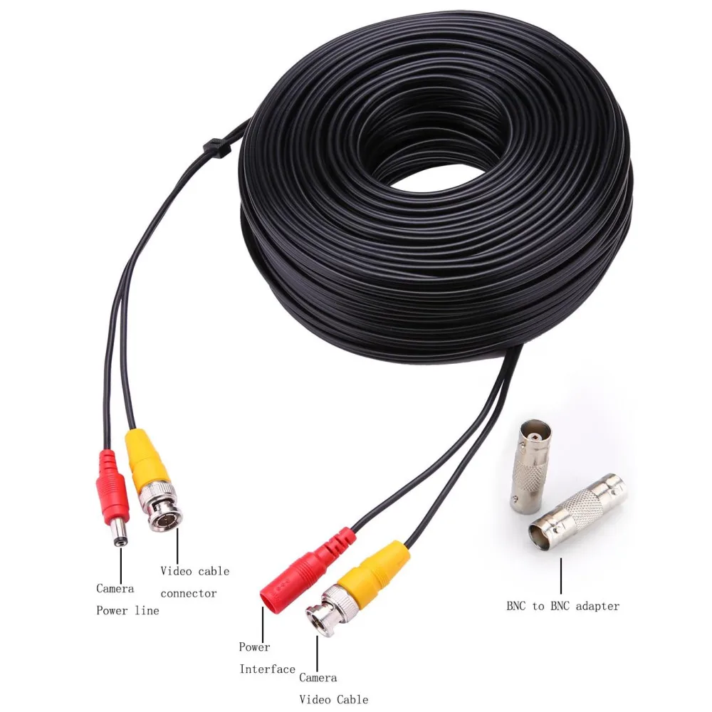 BNC Cable 2 IN 1 BNC Video and Power Security Camera Wire BNC Extension Cable with 2 Female Connectors for AHD DVR System