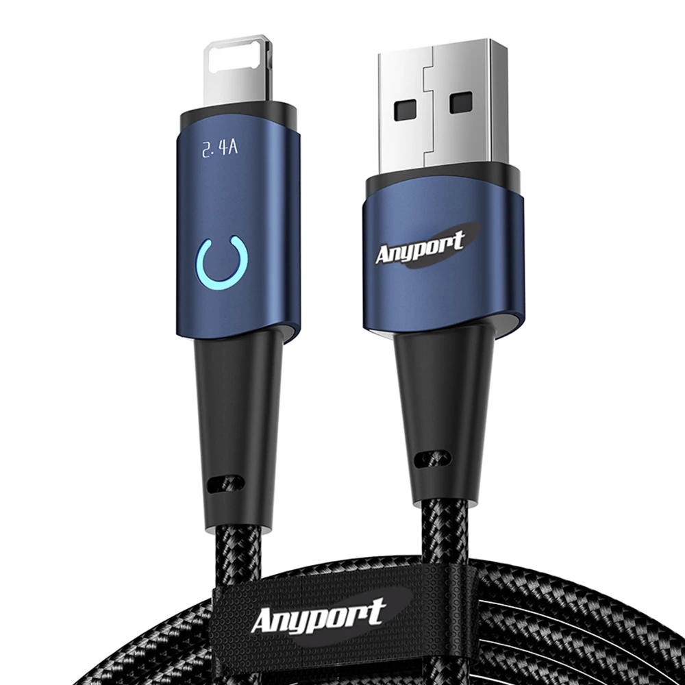 ANYPORT USB-A TO 8 Pin Moon Light 12W High Speed Charging Cable 2M AP-UTAM12W2M