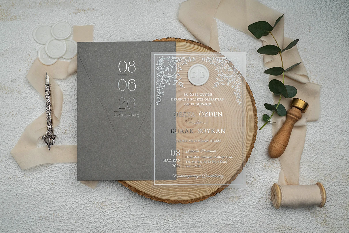 50 pcs Wedding Invitation, Acrylic Invitations, Acrylic White Invitations, Minimalist Design, Clear Acrylic Invitation