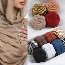 WLP Flower Shape Matte Silk Scarf Magnetic Brooch Hijabs for Women Muslim Headscarf Hijab Strong Magnet Clips Button Accessories