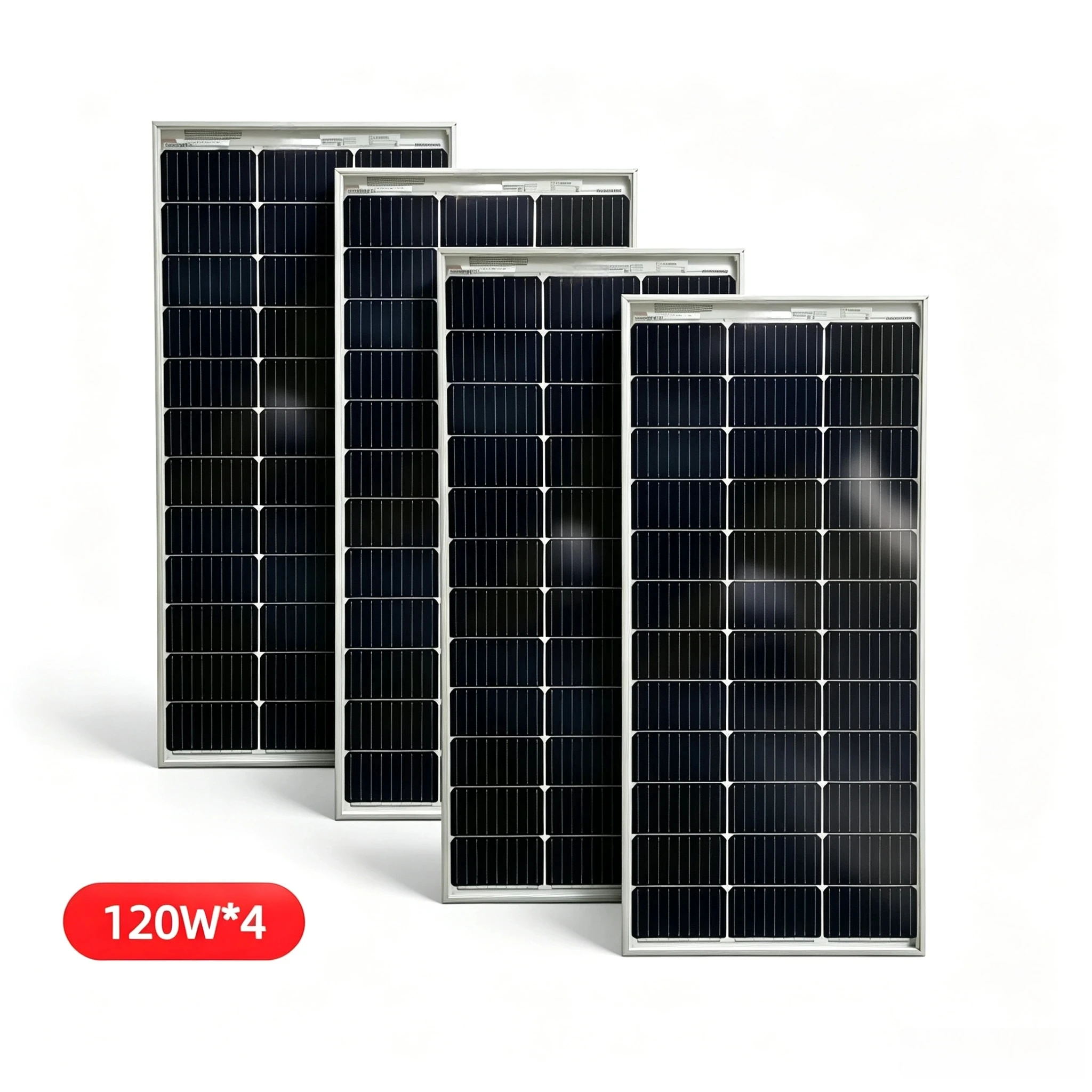 480W (4 Stück 120W) bifaziales Glas-Solarpanel, hochwirksame, gehärtete Photovoltaik-Solarmodule für Batterien, Wohnmobile, Boote, Camping, Hausdächer