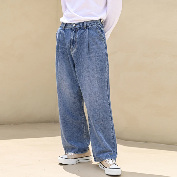 Fintuck Balloon-WId Denim Pants 26-38 Fast Delivery