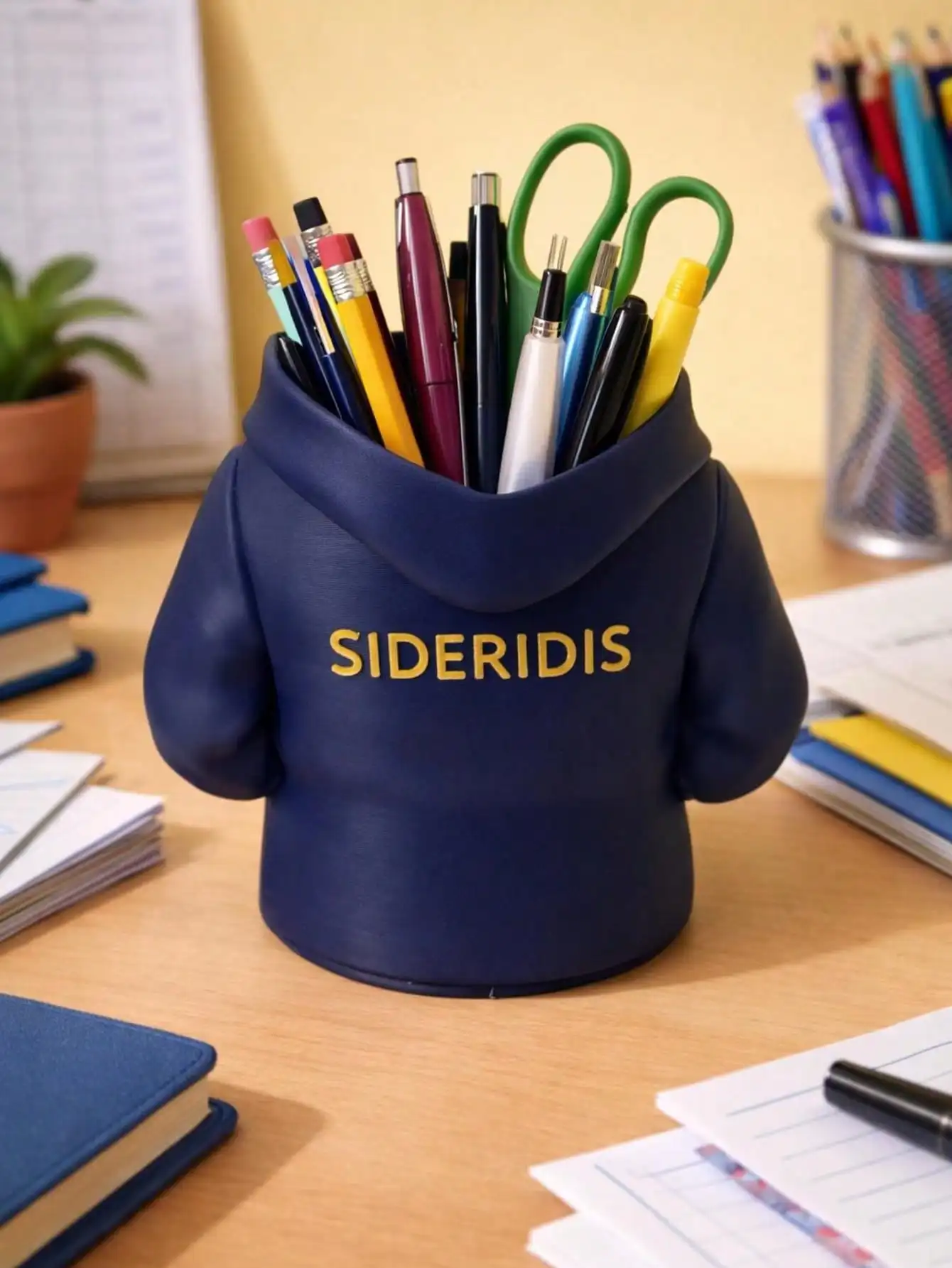 Custom Hoodie Pen Holder with Front Text, Creative Desktop Storage Organizer for Graduation & Teacher Appreciation