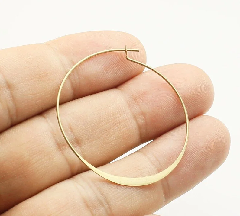 20pcs Round Earring Hoops, Wine Glass Charm Hoops, Brass Earring Wires, Hammered Side, 37mm, Loose, Jewelry Making R2826