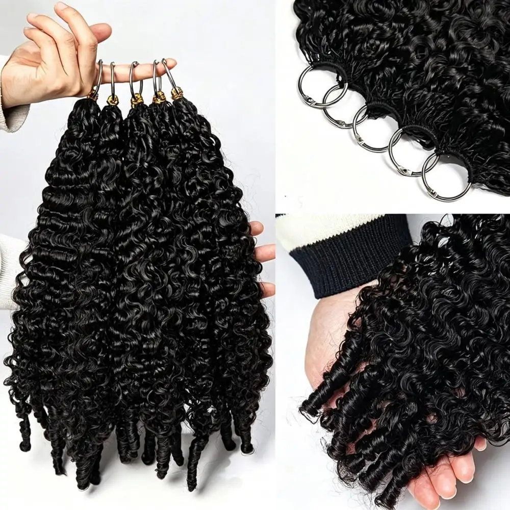 Extension per capelli umani ricci e crespi birmani, extension per capelli ricci e crespi effetto piuma, extension per capelli intrecciati senza nodi, invisibili, ricci e crespi