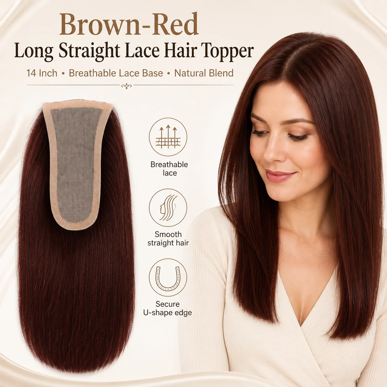 TUW23 Silk Human Hair Topper for Women Natural Looking Hair Pieces Hair Loss Solutions Elegant Hair System Hair Topper for Women