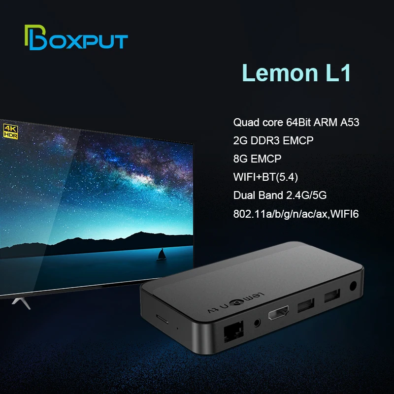 

Android 10 Lemon L1 Smart TV Box Allwinner H313 Quad-core Set-top Box 2.4G/5G Wifi BT5.4 Remote Controller 4K Media Player 2G/8G