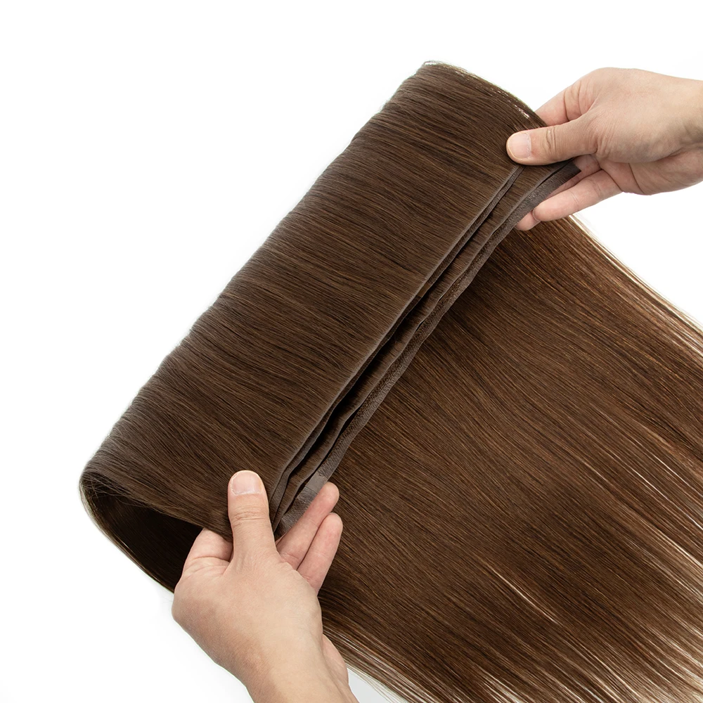 Invisible Long Tape PU Weft Human Hair Bundles Real Natural Hair Seamless & Glueless Injected Tape In Hair Extensions Thick Ends