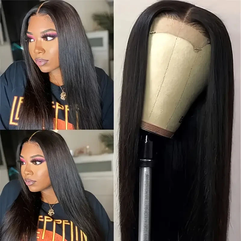 Alimice Glueless Wig 13x4 Straight Pre Cut Lace Human Hair Lace Front Wigs Human Hair 180% Density Upgraded