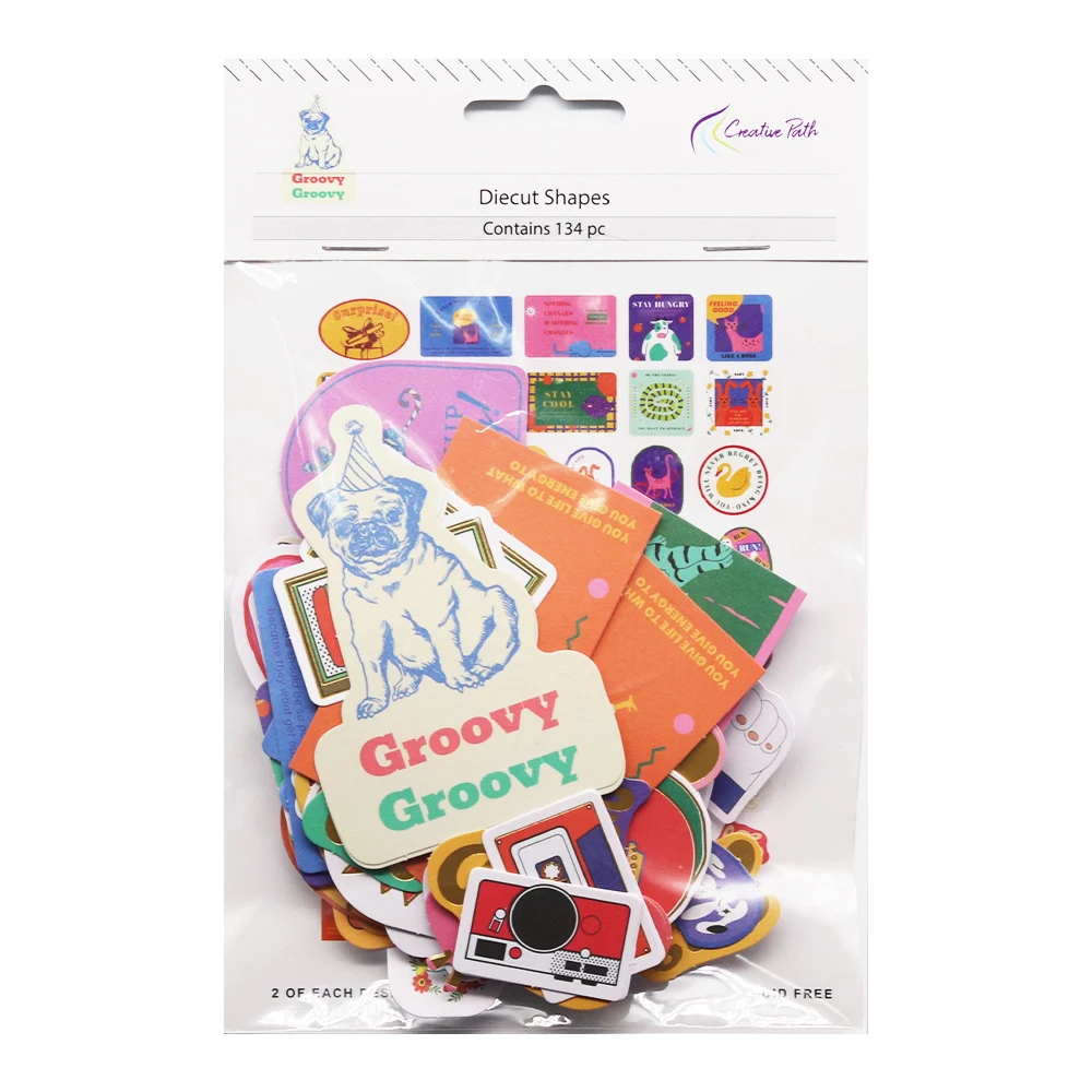 Creatief Pad 134-delige Groovy Scrapbooking Die Cuts Ephemera Chilling Vibe Papier Diecuts Vormen voor Journaling Planner Kaartmaken