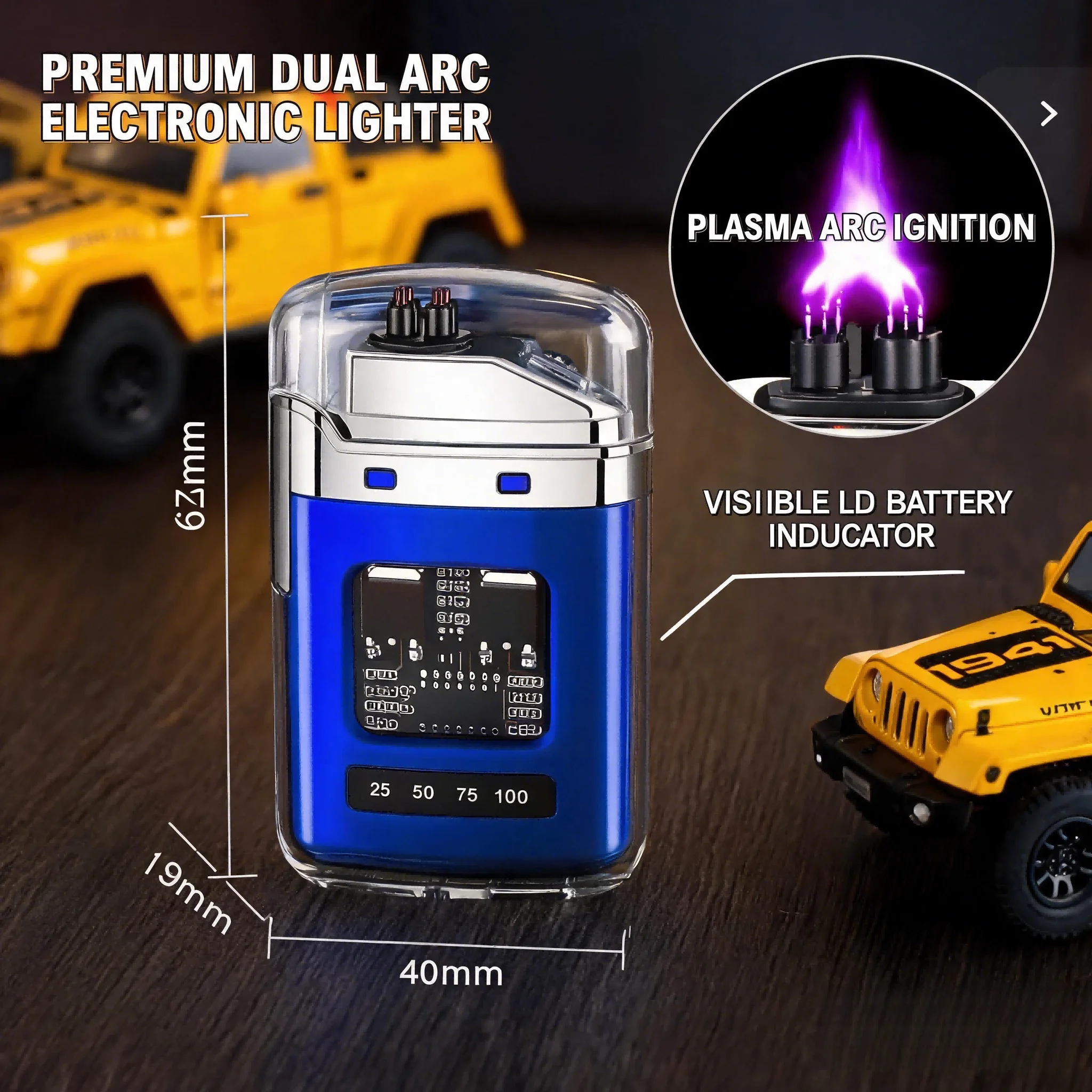 Rechargeable Pulse Arc Lighter Windproof Waterproof Transparent Gradient Shell Cool Electronic Lighter Perfect Gift for Men image 6