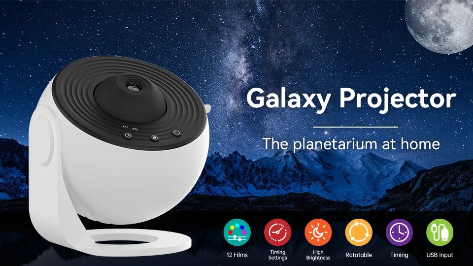 Nachtlicht Galaxie-Projektor Sternenhimmel-Projektor 360° ° Rotierende Planetariumslampe für Kinderzimmer Valentinstagsgeschenk Hochzeitsdeko – Detail 1