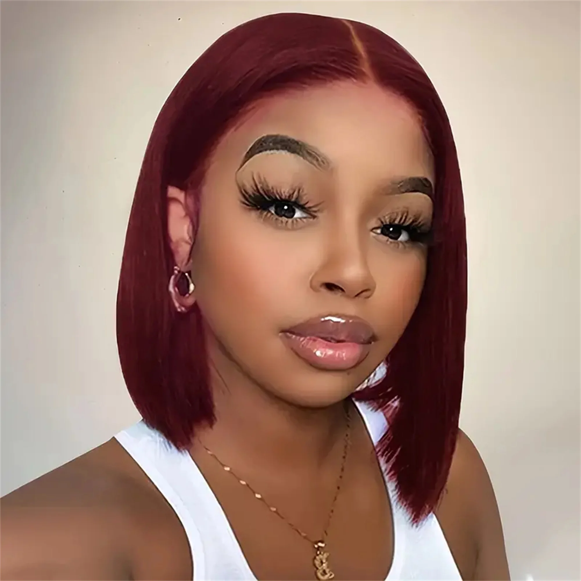 

220% Density 99J Bob Wig 13x4 HD Transparent Lace Front Wigs For Black Women For Women Wigs 100% Human Hair Transparent Lace