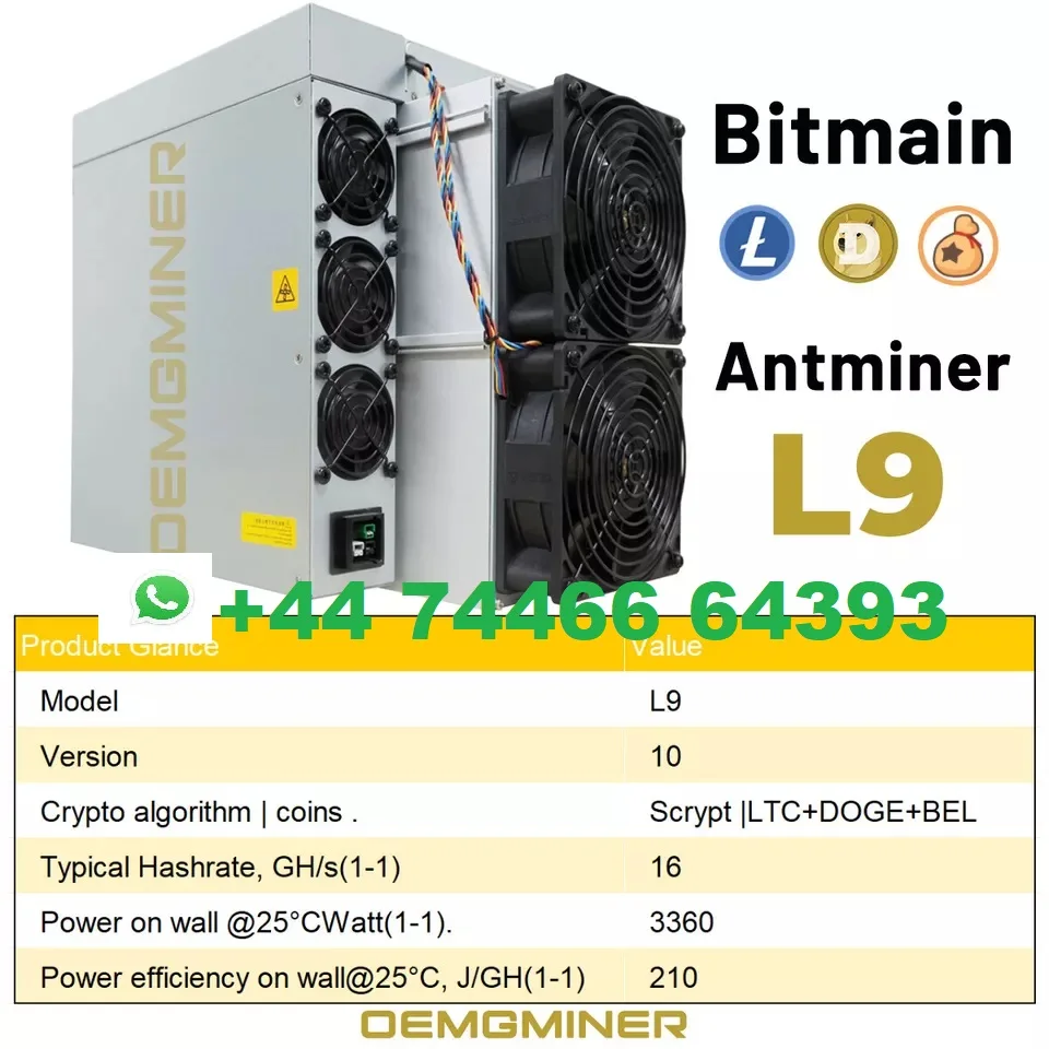 OP NOVO BITMAIN Antminer L9 16GH/S 3360W LTC/DOGE Coin Miner em estoque