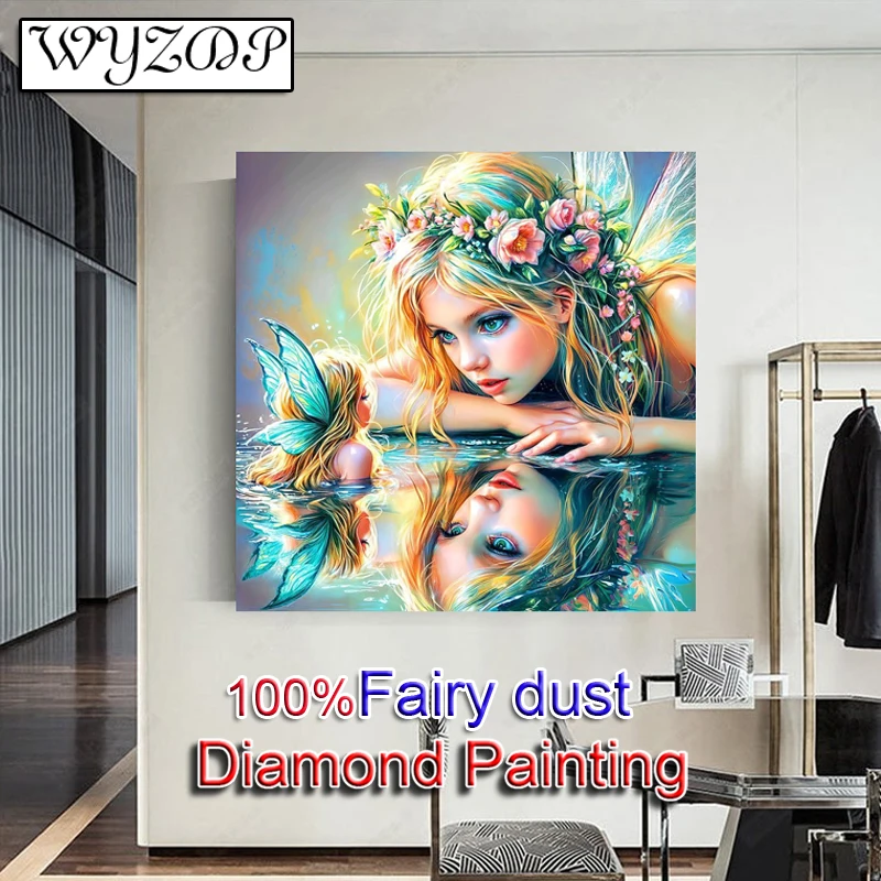 WYZDP - Kits de Pintura de Diamantes 100% Hazlo Tú Mismo, Imagen de Chica Elfa, Bordado de Diamantes Cuadrados, Arte de Diamantes, Cristal Completo