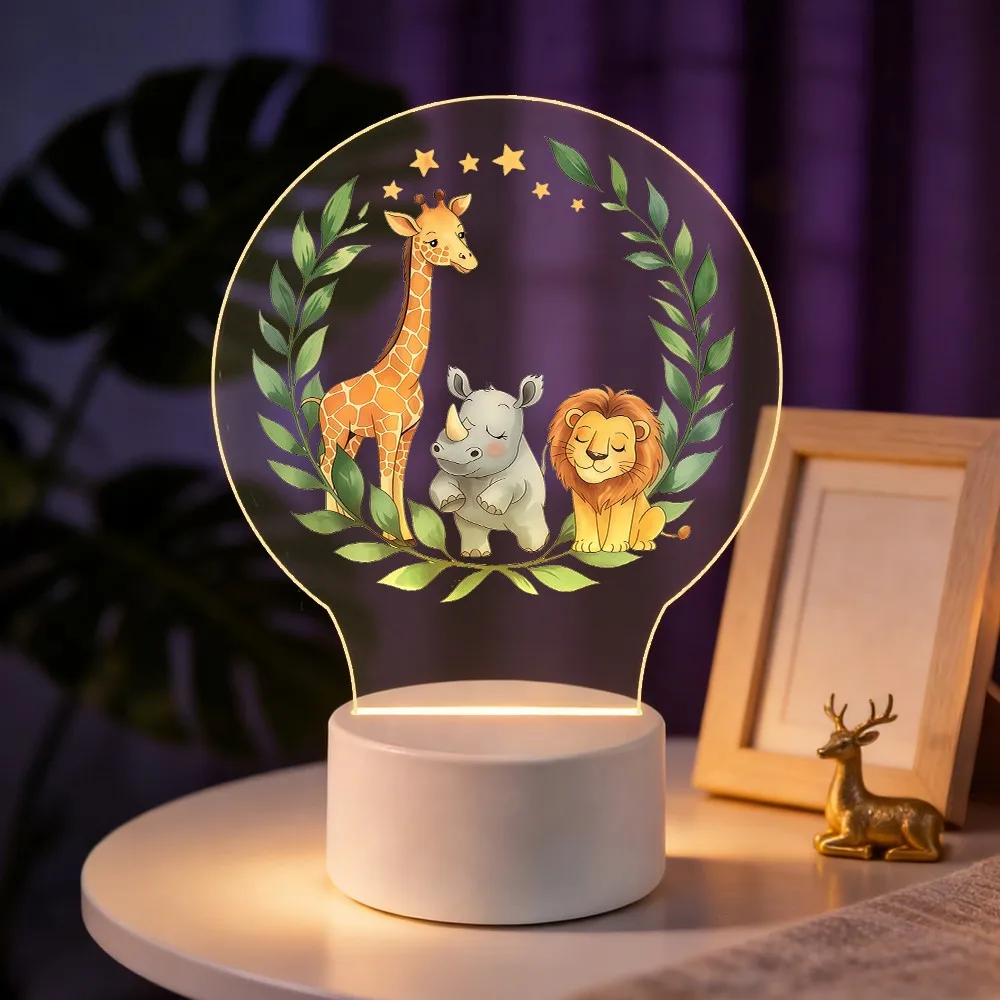 A minimalist acrylic bedside nightlight featuring animal elements—the perfect companion for a child's sleep.