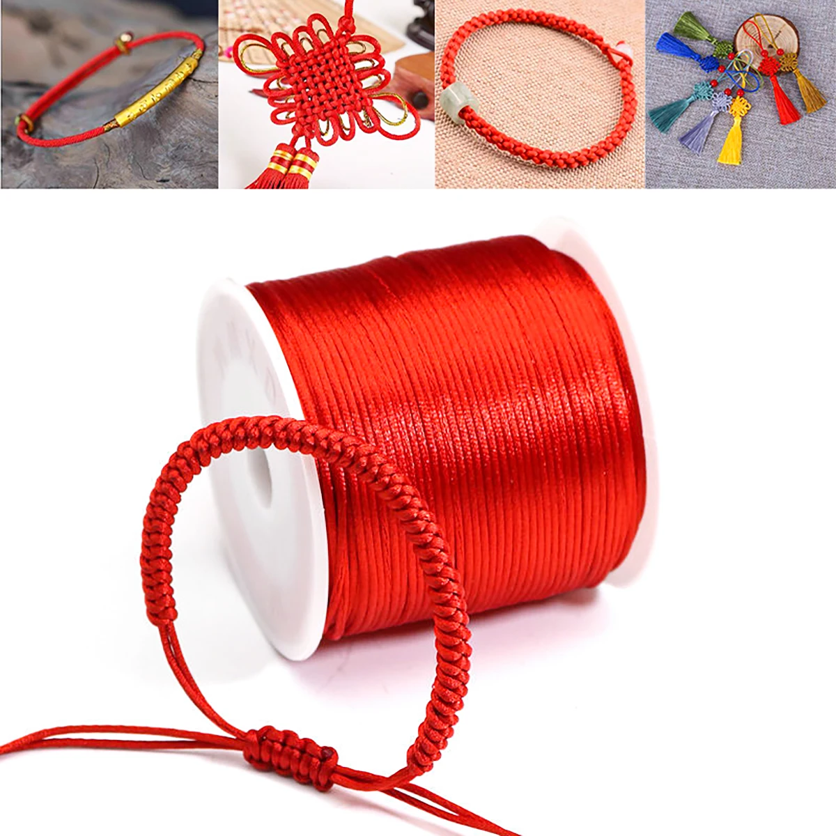 50m/Roll 1.5mm Colorful Nylon Thread Chinese Knot Cord Black Rattail Satin Macrame Rope For Jewelry Making Bracelet Braided Line