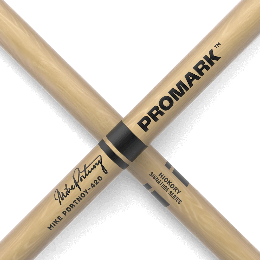 Promark by D'addario TX420N American Hickory Mike Portnoy Autograph Series baquetas de punta de nailon, un solo par