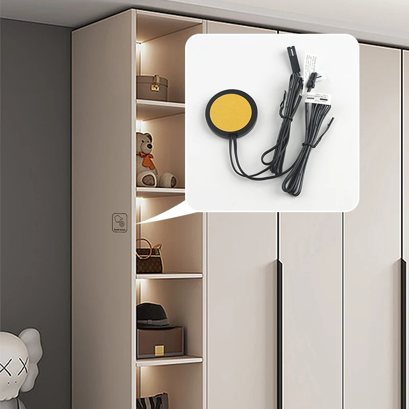 

DC12V 24V Wooden Panel LED Touch Sensor Dimmer Switch 5A 60W Hidden Surface Switch Suitable for LED Lights with Touch Connector