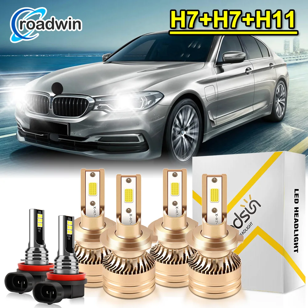 

4/6 шт. 28000LM H7 H11 для BMW 328i (2007-2016) светодиодные фары H7 высота ближнего света + H11 противотуманные фары 6000K белый IP68 180 Вт Plug&Play