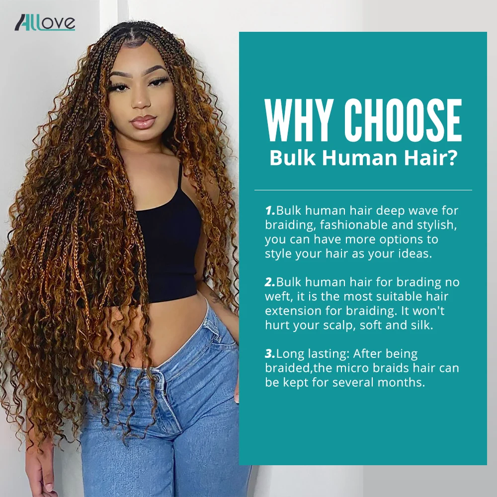 Highlight Bulk Human Hair For Braiding 4 27 Ombre Blonde Deep Wave Bundles Extensions For Boho Braids No Weft Bundles For Women