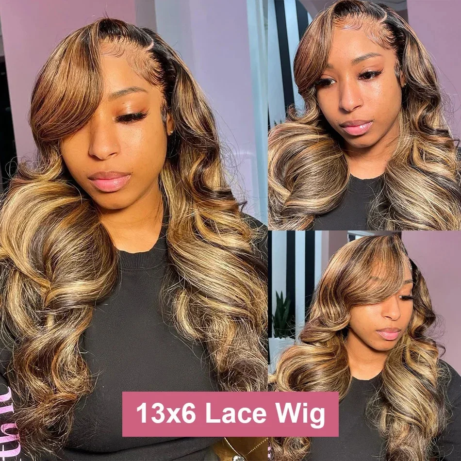 Highlight Ombre Lace Front Wigs Human Hair Body Wave 13x4 Hd Lace Frontal Wig Pre Plucked Ombre Blonde Body Wave Human Hair Wig