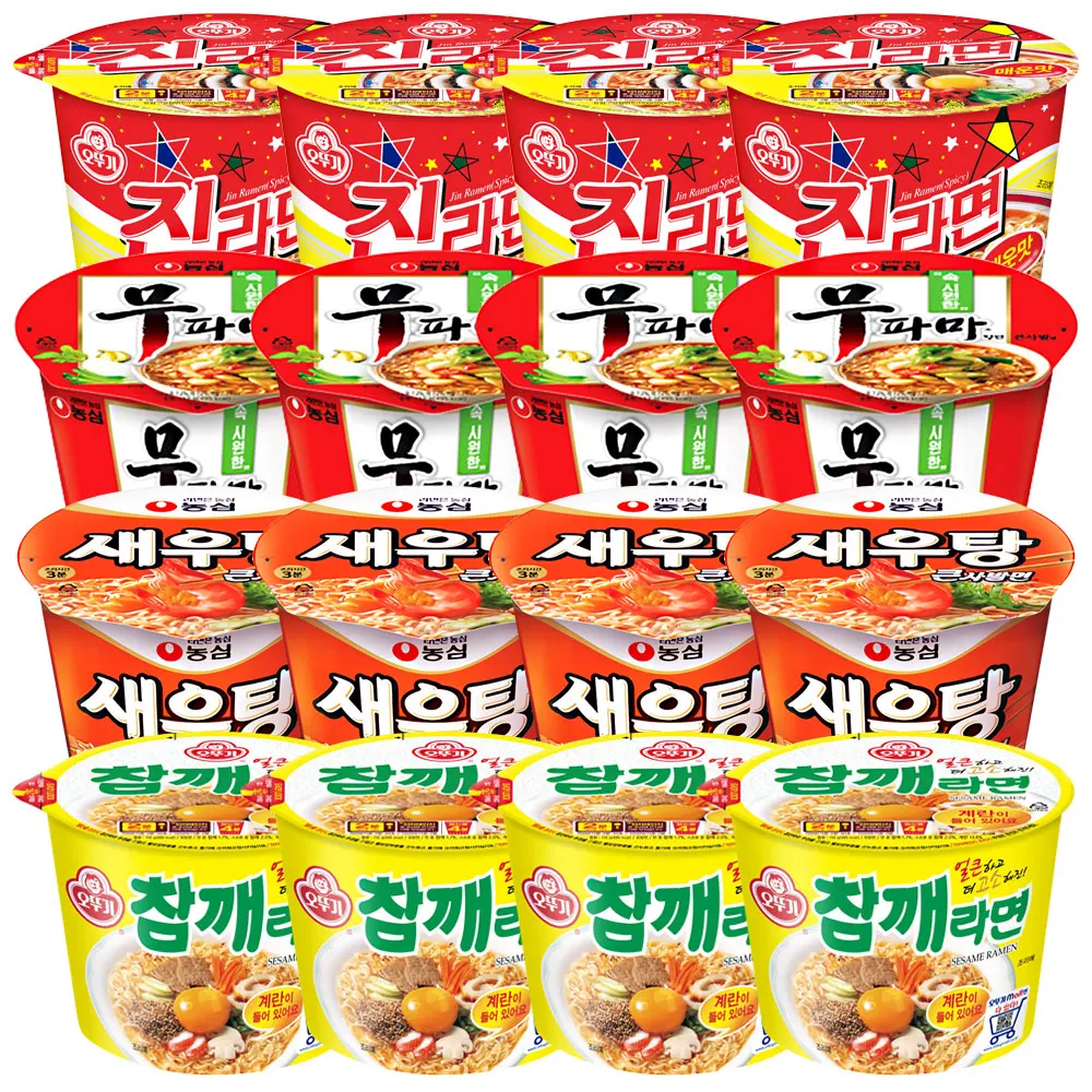 Cup Nmyeon Set Large Cup (4 spicy and mupama with Jin-myeon + 4 shrimp Tang + 4 Sesame nits)