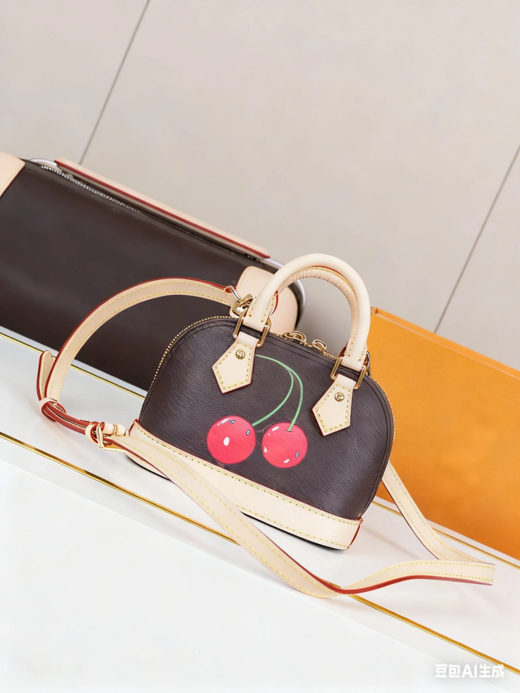 

New Bag Fashion Collision Color Cherry Print All Kinds Of Classic Simple Practical Lady Shopping Bag