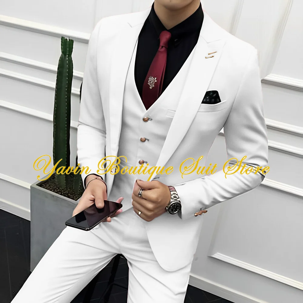 Formal Men's Suits Wedding Groom Tuxedo Prom Handmade Costume Fashion Jacket Vest Pants Man Blazer Suit