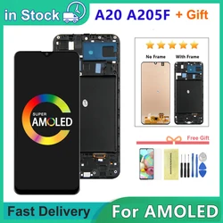 6.4'' For AMOLED For Samsung A20 A205 SM-A205F LCD Display Touch Screen With A20 Frame For A205FN A205GN Display