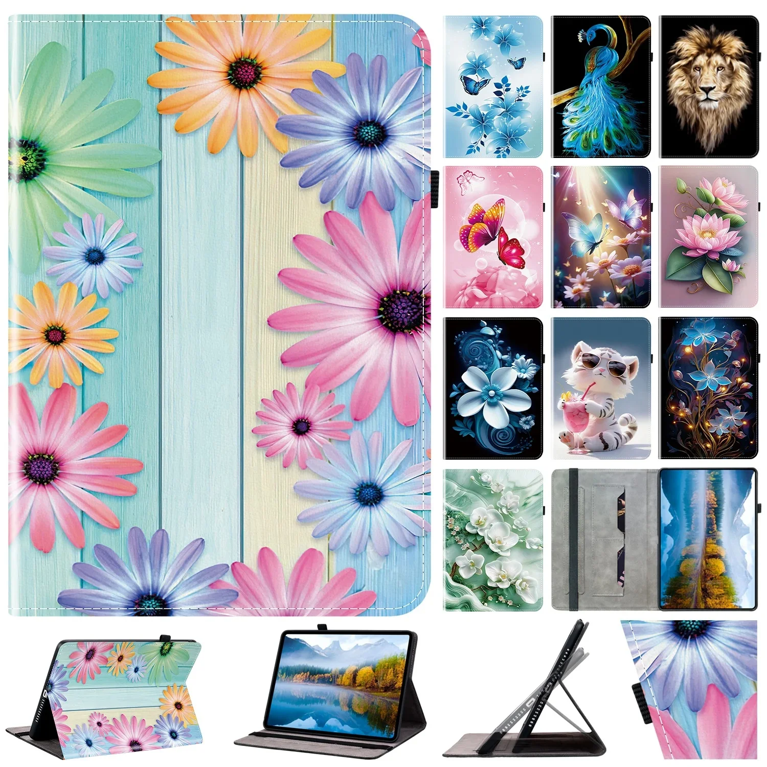 Leren hoesje voor Samsung Galaxy Tab A11 A9 + 8.7 Plus S5e T720 Tablet Case Tab A 10.1 T510 A8 X200 S4 10.5 S6 A7 Lite 10.4 Shell - afbeelding 2