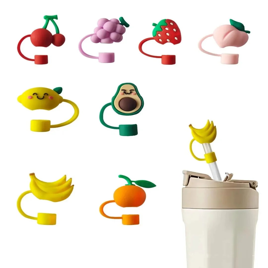 Topper de paille de fruits en silicone pour gobelet Stanley, couvercles de capuchons de paille mignons, tasse, accessoires de tasse, bouchon anti-renversement réutilisable, 30 oz, 40 oz