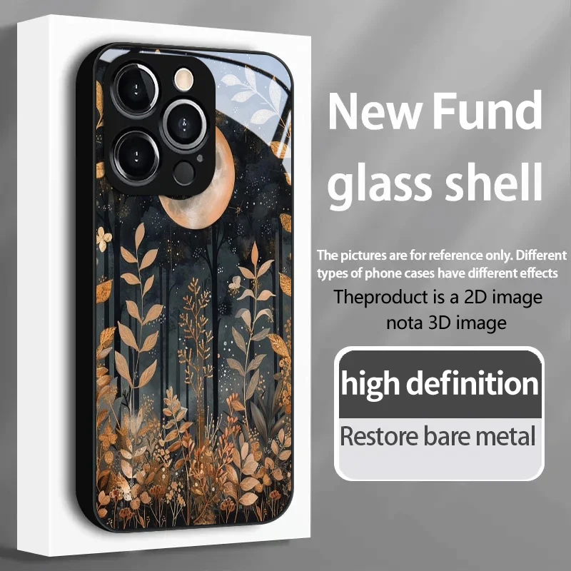 PROTECT Night in the golden forest for iPhone 17/16e/16/15/14/13/12/Max/11/Pro/Plus Luxury Tempered Glass Protective Case
