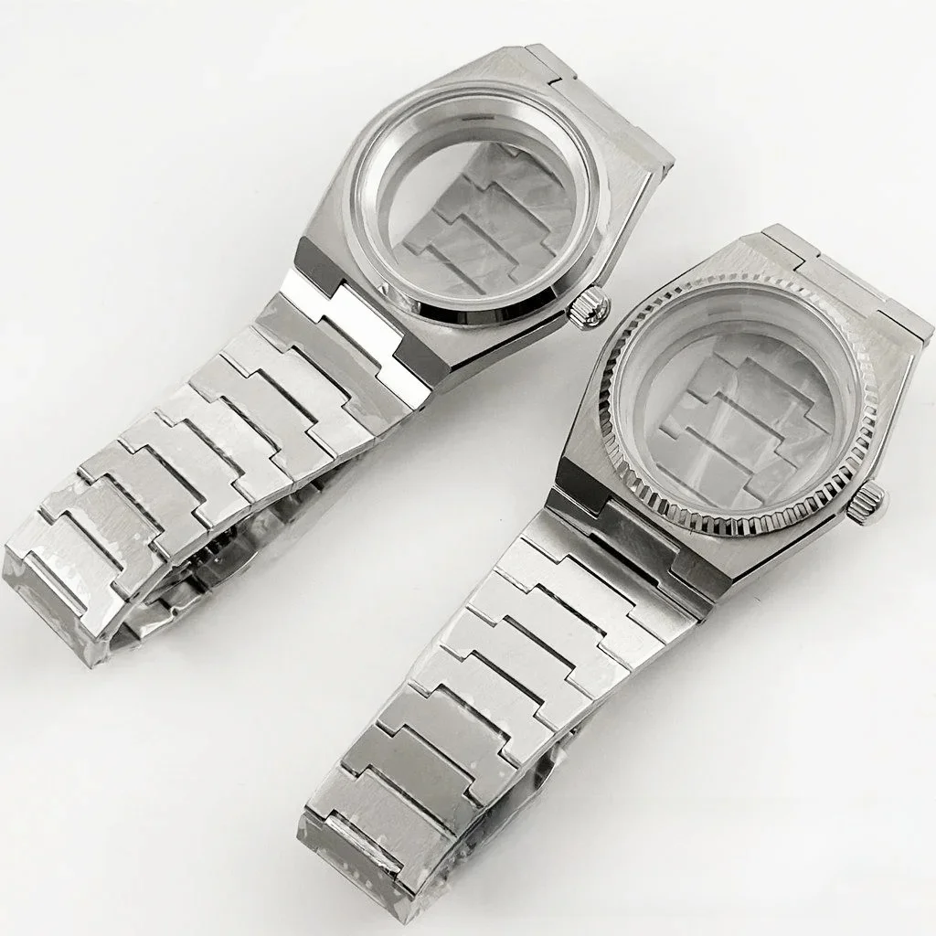 PRX NH35 40MM met zilveren ring saffierkristal gecanneleerde bezel horlogekasten onderdelen voor PRX Super Player NH34 NH35 NH36 NH38 beweging - afbeelding 2