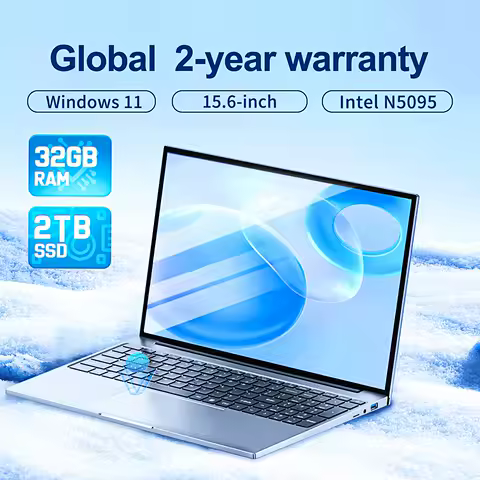 New Intel Celeron N5095 Laptop 15.6" Gaming Notebook 32GB RAM 2TB SSD Office Study PC Windows 11 1920 X 1080 Resolution