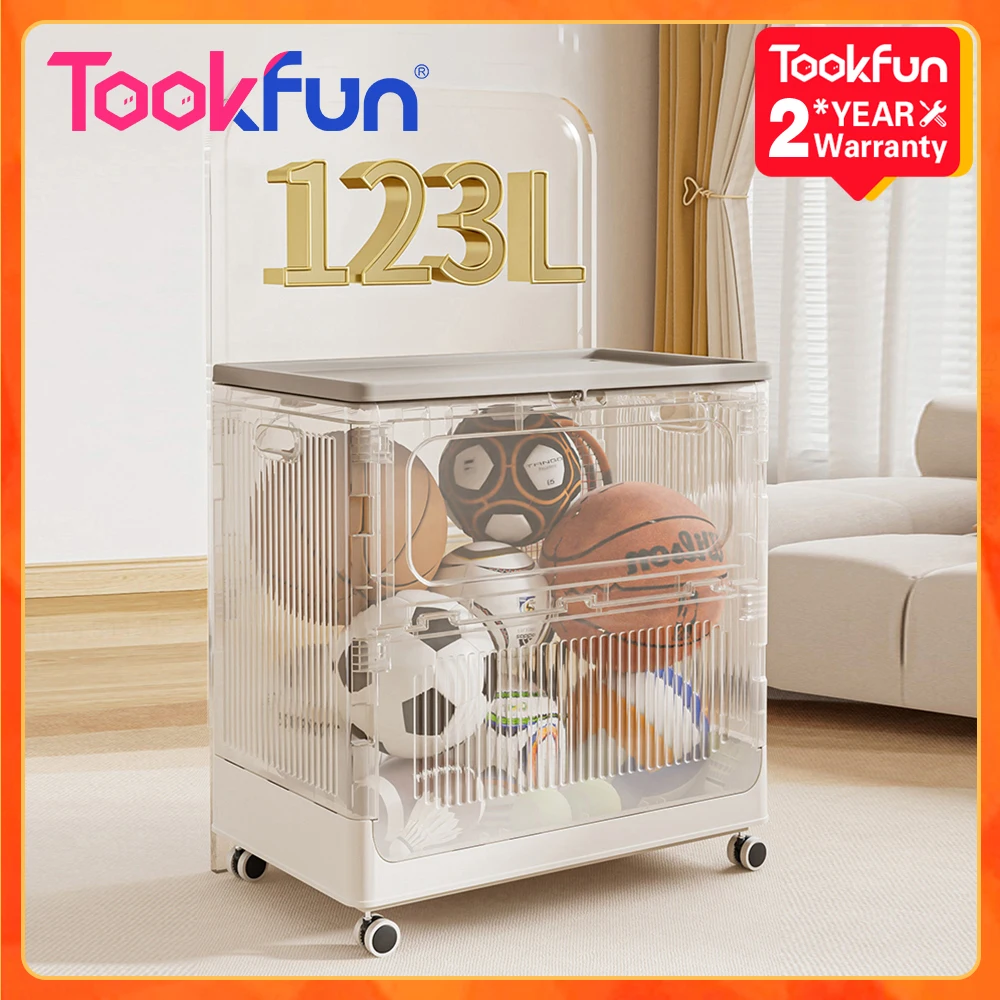 Tookfun Storage Box Thickened Storage Case Large Capacity 123L For Home Organization With Wheels And Cover Dustproof