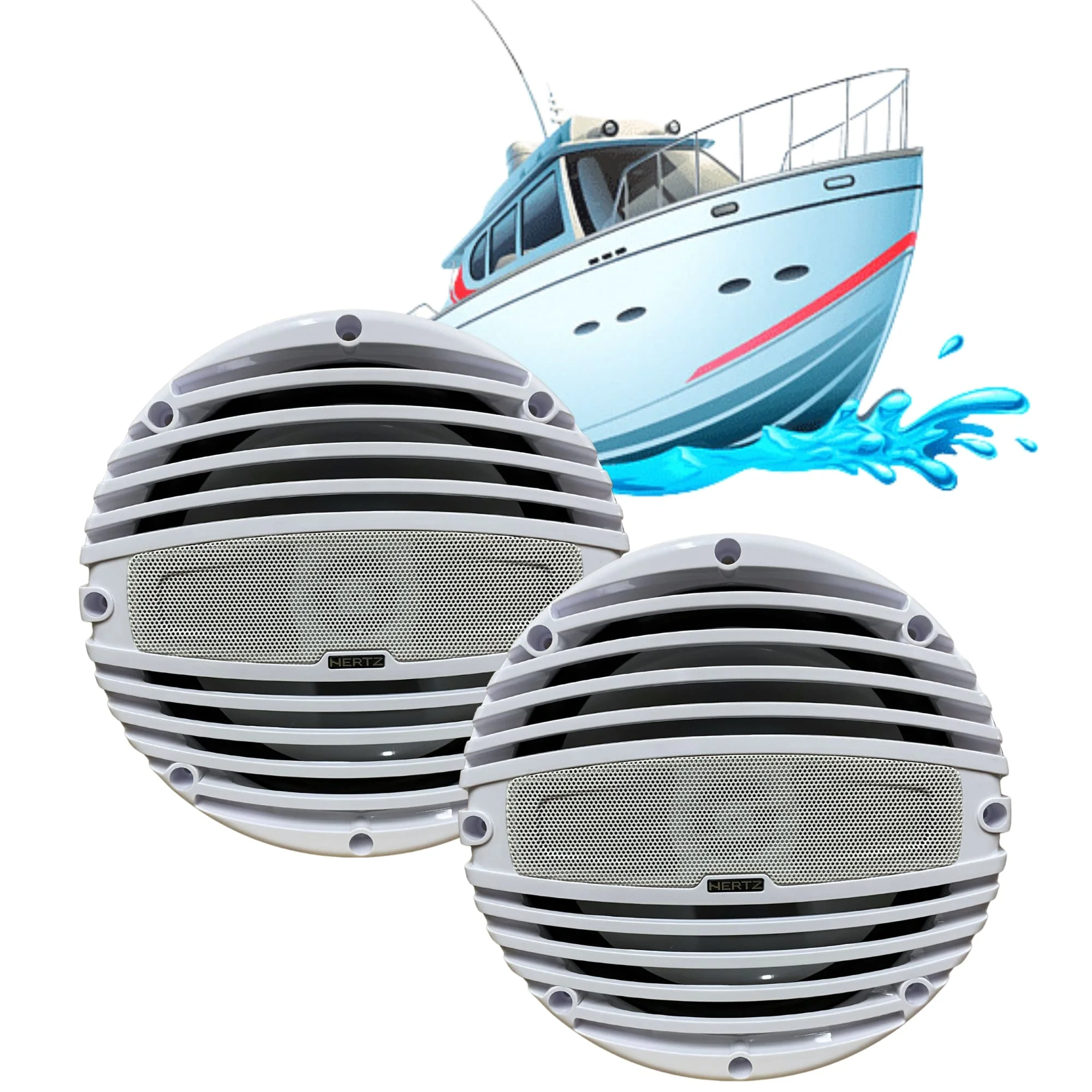 Par HMX Coaxial Speaker Hertz 6.5 TW Marine 6,5 Inch 150W RMS White Piano