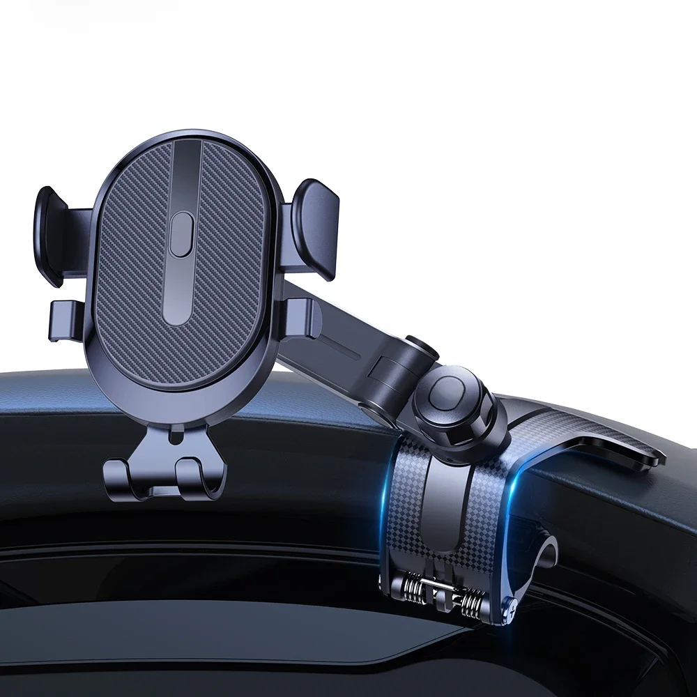 TOPK Support de téléphone pour tableau de bord de voiture, support de téléphone portable réglable avec clip en silicone antidérapant pour tous les smartphones