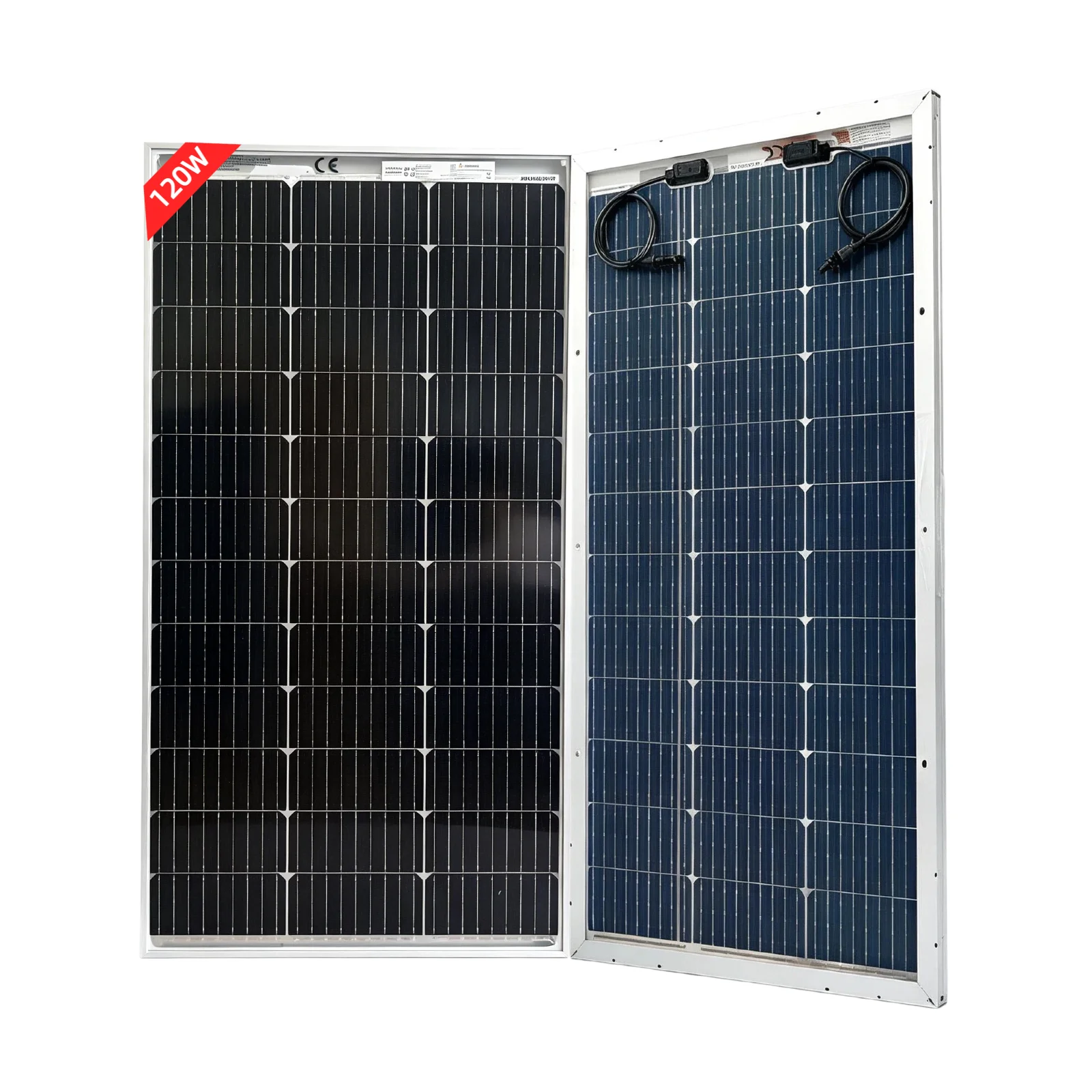 120W Bifaziales Solarpanel, 18V Solarpanel aus gehärtetem Glas, tragbare PV-Module, wasserdicht, langlebig, effizient für Batterien, Balkon, Wohnwagen, Wohnmobil, Boot