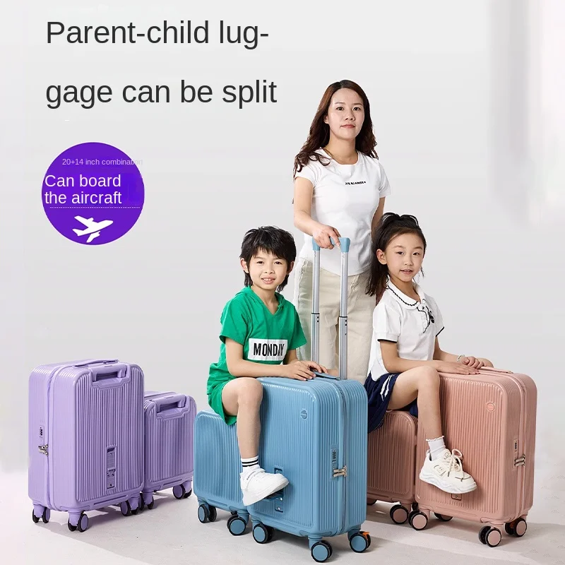 

Two-in-one Luggage Set Mounted Children's Suitcase Detachable 14/20/24-inch Family Carry-on Suitcase Travel Trolley Case
