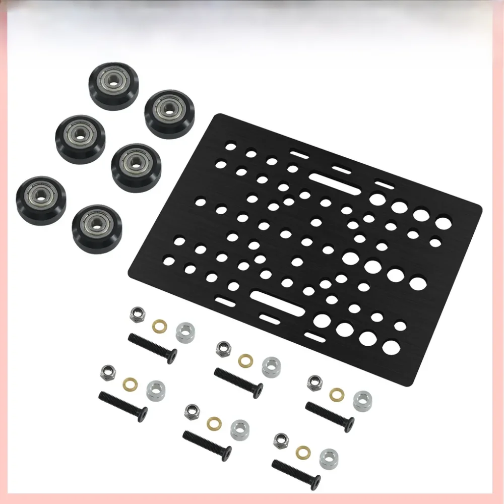 Części do drukarek 3D czarny aluminiowy zestaw płyt portalowych v-slot 20 - 80mm z v-slot stałe V zestaw kół POM POM do części maszyn CNC — zdjęcie 2