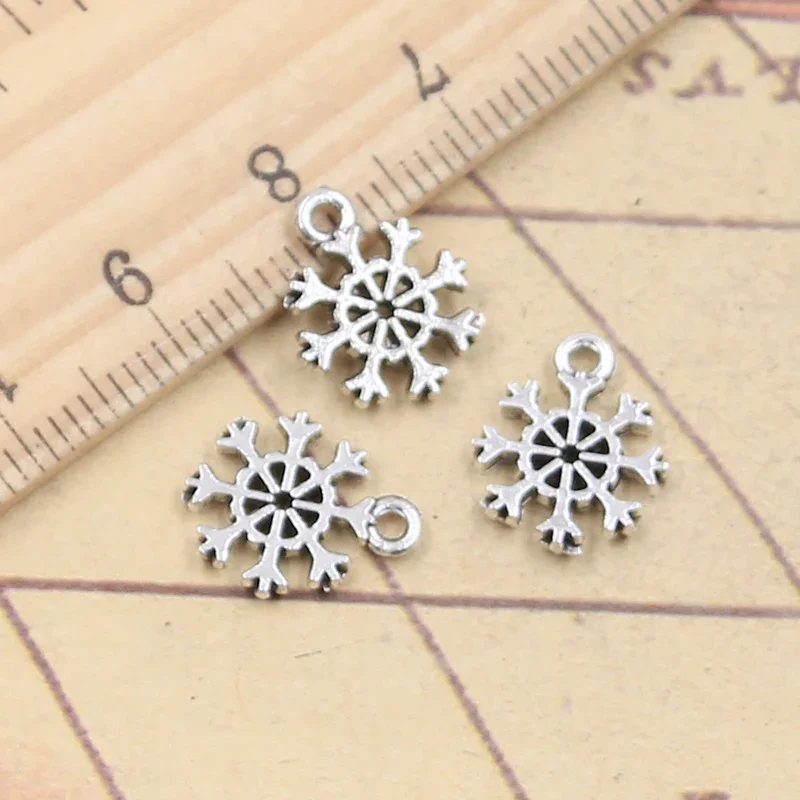 30 sztuk Charms śnieg śnieżynka 13x11mm tybetański srebrny kolor wisiorki antyczna biżuteria Making DIY Handmade Craft — zdjęcie 2