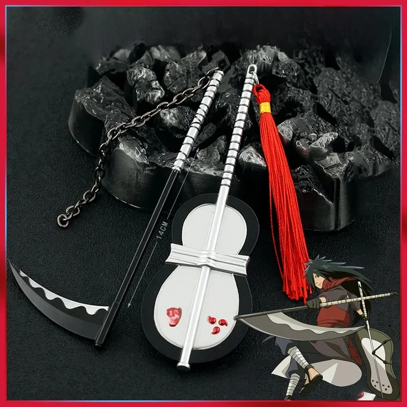 Arme circulaire Uchiha Madara 14cm/5.5 pouces, modèle artisanal en alliage de faucille, accessoires de Cosplay Anime Naruto Ninja, ornements de bureau, jouet pour garçon